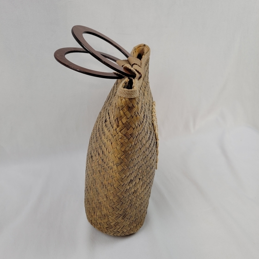 Paul Brent Sun N Sand wicker beaded starfish purse with wooden handles - Picture 4 of 9